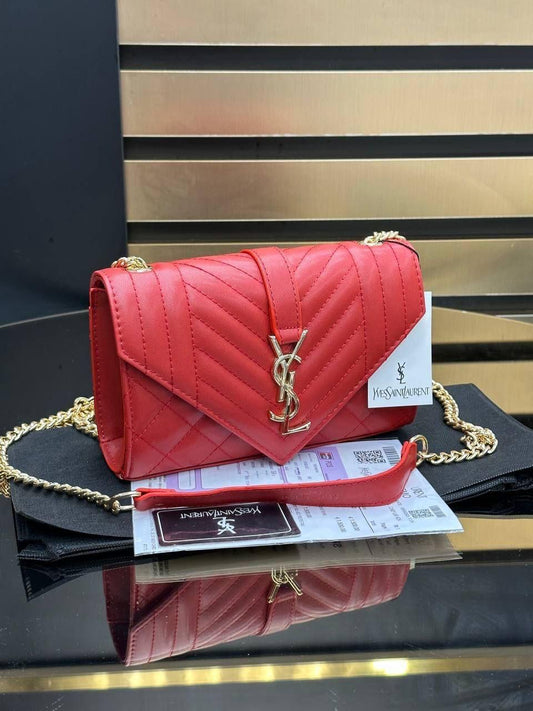 YSL red handbag